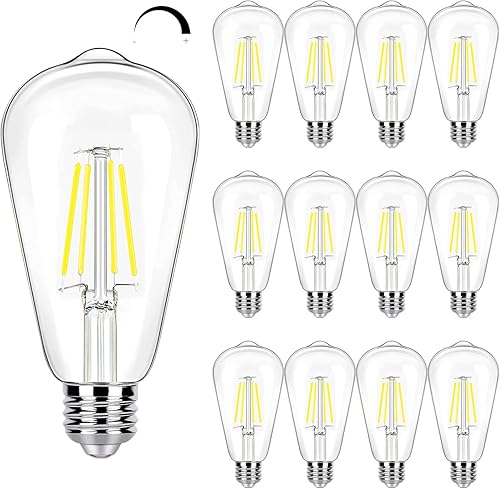 Miniatura 12 de Paquete de 16 Bombillas LED Edison Equivalente a 40W, Bombilla de Filamento LED Regulable de 4W, Bombilla de Luz ST19 5000K Luz de Día, 450LM E26