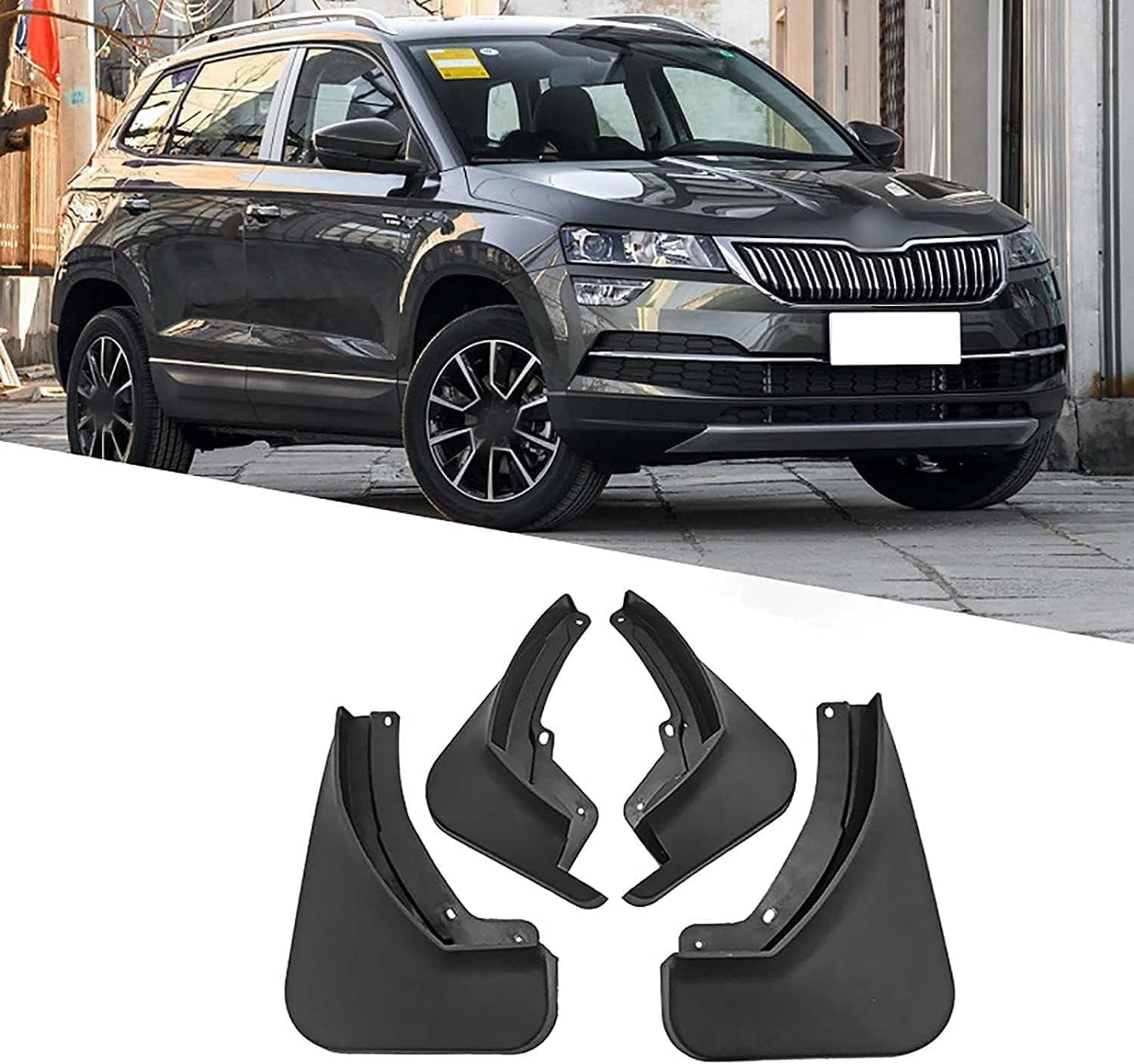 4 Parafanghi RAES Per Skoda KAROQ 2017-2019 - Kit Anteriore E Posteriore In Gomma Composita - Protezione Da Fango E Detriti