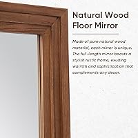 Vista 3 de Espejo de longitud completa, espejo de madera de 71 x 32 pulgadas, espejo de piso de madera con soporte, espejos de pie de gran tamaño, espejos