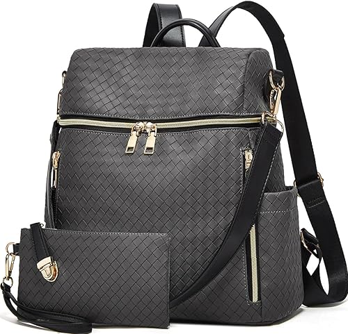 Makes Backpack Purse for Women PU Leather Travel Satchel Handbag Convertible Design Bag with Purse 2 Piece