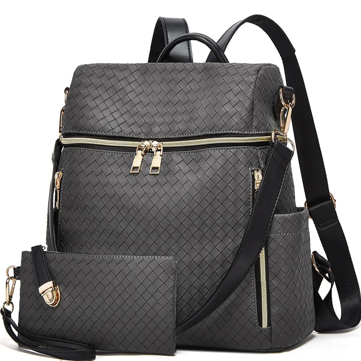 Makes Backpack Purse for Women PU Leather Travel Satchel Handbag Convertible Design Bag with Purse 2 Piece