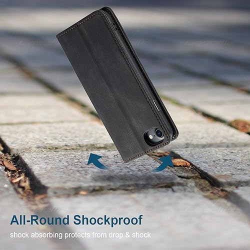 Miniatura 7 de Funda para iPhone SE 2022iPhone SE 2020iPhone 8iPhone 7, piel de alta calidad, TPU suave, bloqueo RFID, ranuras para tarjetas, soporte magnético,