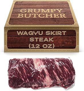 Grumpy Butcher Wagyu Beef Skirt Steak, 2 Pack (12 oz Each, 1.5 lb Total) – Premium Outside Skirt Steak – Carne Asada Thin Beef Steaks Meat for Grilling & High-Heat Cooking