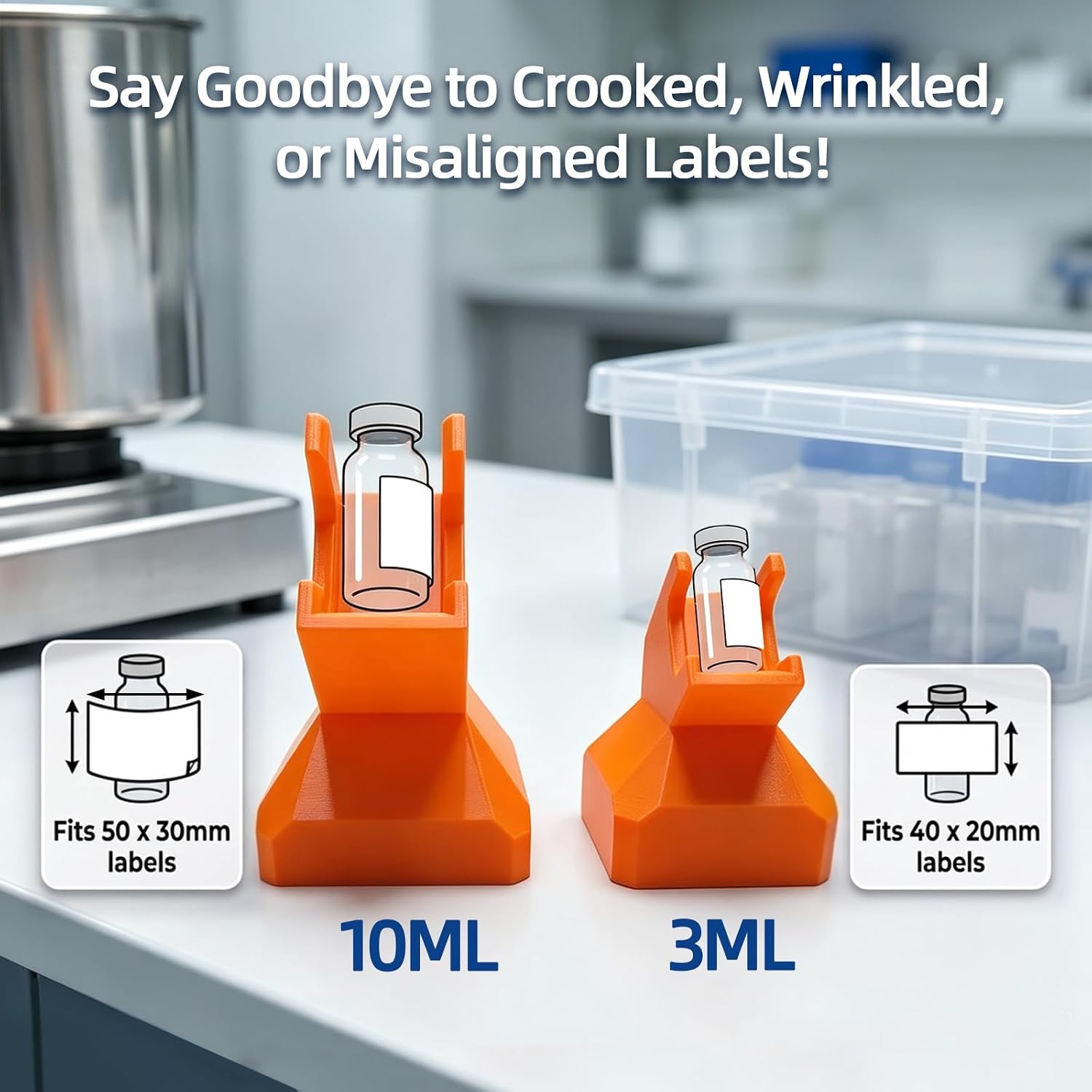 2 Pack Vial Label Applicator Tool for 3ml and 10ml,Ergonomic Tilted Desktop | Bottle Labeling Application Tool for Small Jars Essential Oils Containers Bottles, Alignment Guide for Fast Batch Labeling