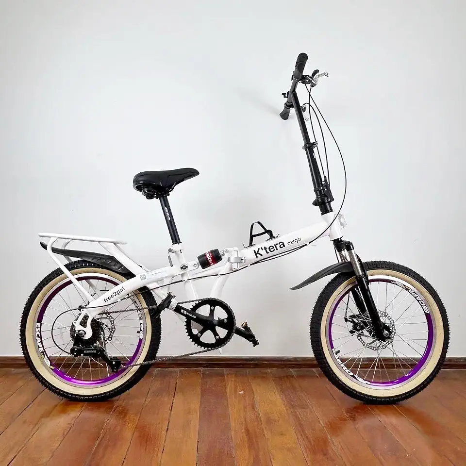 Bicicleta Dobrável Aro 20 Com Suspensão e Freio a Disco 7 Velocidades K'Tera Cargo