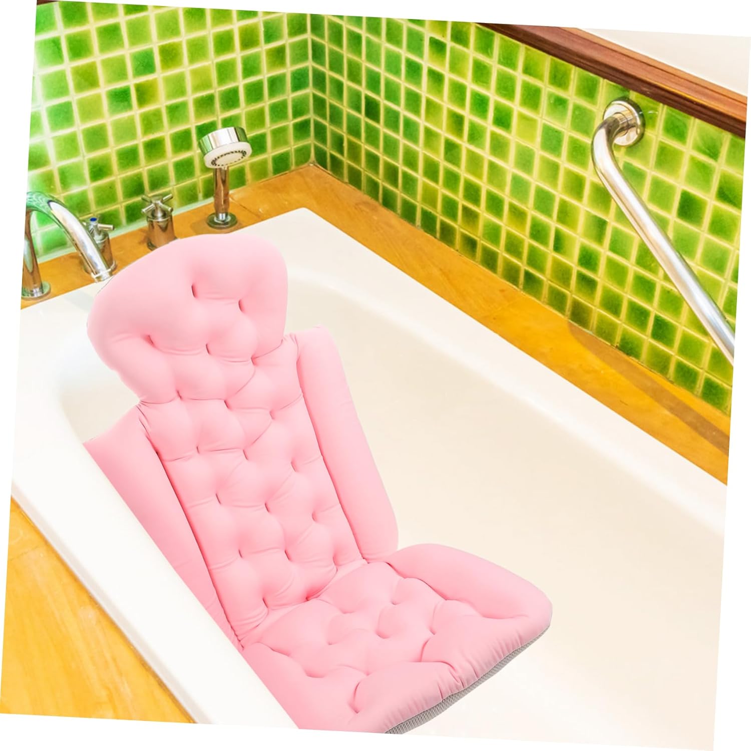 Bathing Cushion Non- Bath Mat Cups for Adults Comfortable Bathtub Pillow for and Neck Support Stylish Cherry Design for Relaxing Baths