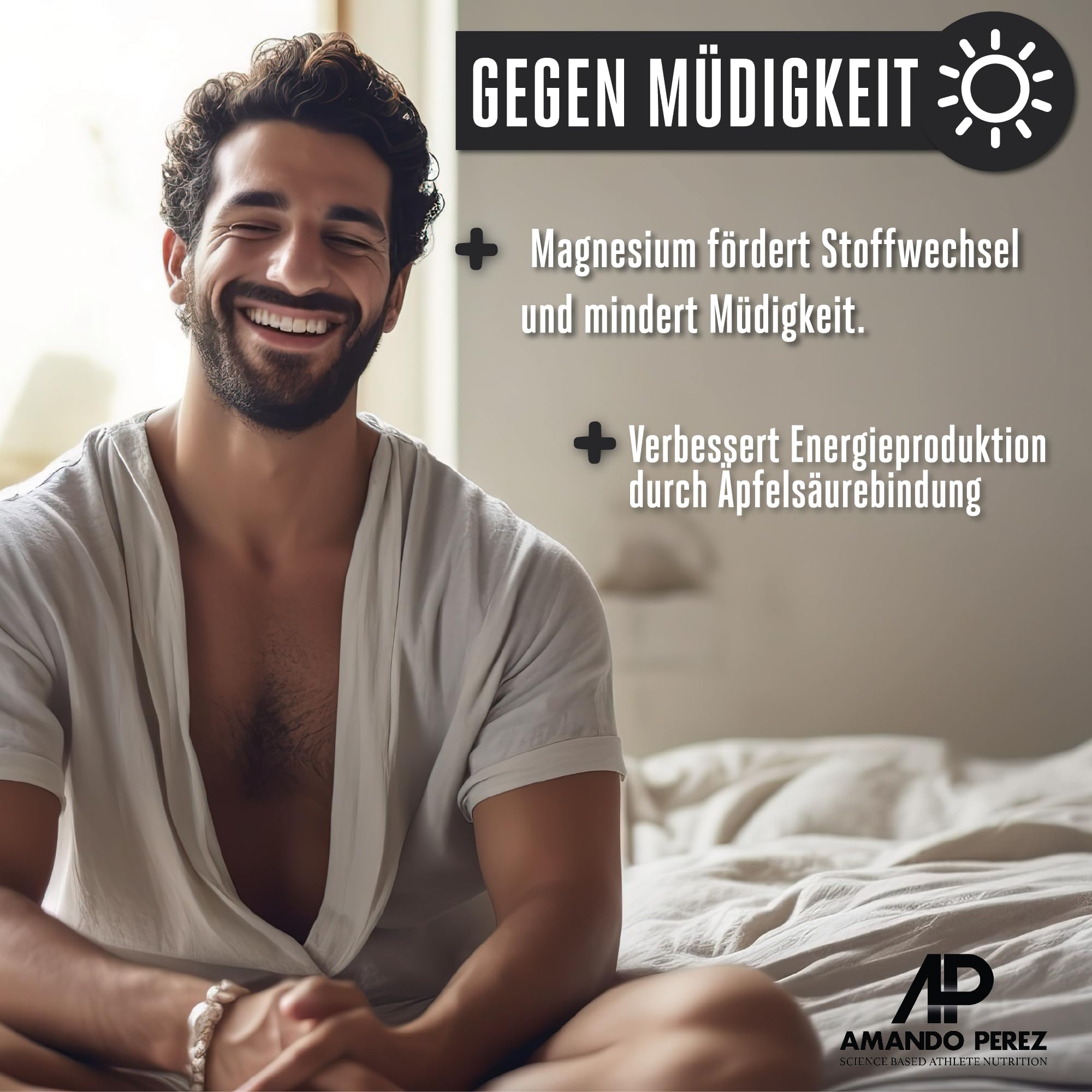 Amando Perez Magnesium Malat Tabletten 3000mg Hochdosiert - 540 Stück Magnesiummalat Vegan & Laborgeprüft (450mg Magnesium) Kapseln für Sport - Trägt zu einer normalen Muskelfunktion bei