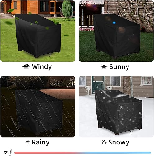 Miniatura 6 de ALSTER Paquete de 2 fundas para sillas de exterior, fundas para sillas de patio (28 pulgadas de largo x 35 pulgadas de ancho x 35 pulgadas de alto),