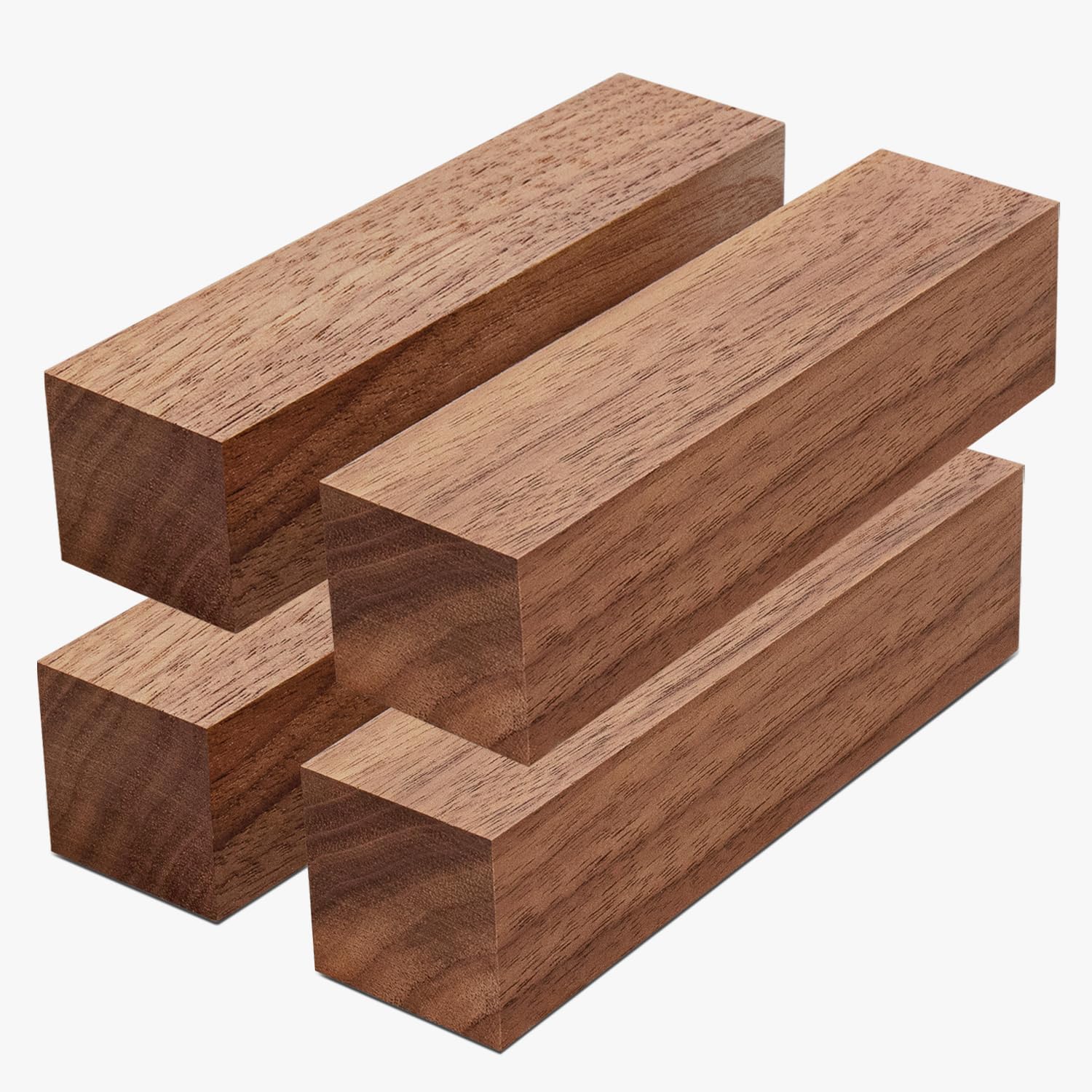 4 Pcs Walnut Wood Log Lumber Board Knife Handle Material, Bar Shaped Square Turning BlanksHandle Plate for Instruments DIY Raw Wood Cuboid(5.1" x 1.2" x 1.2")