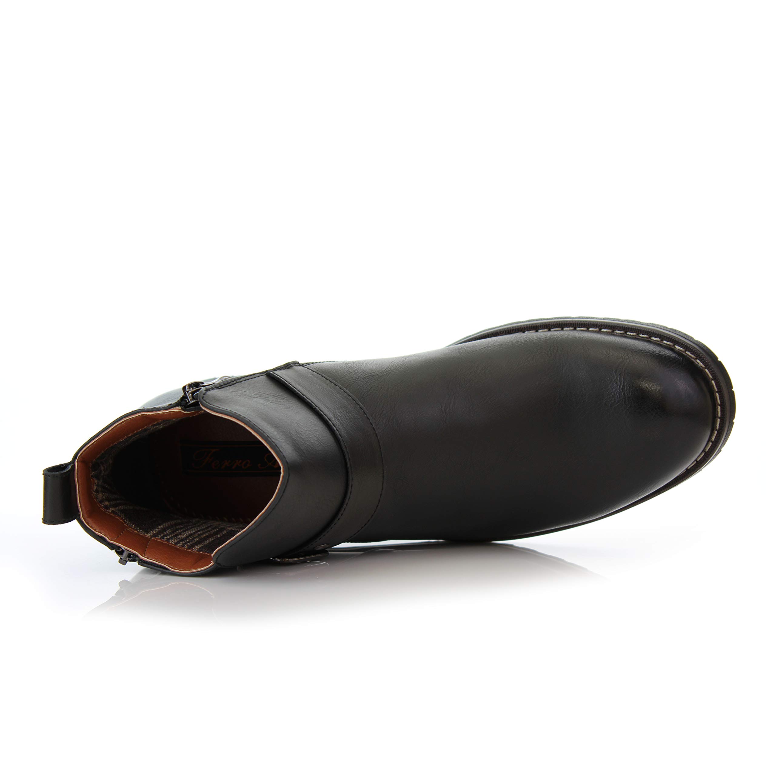 Ferro Aldo Mens Lace-less Ankle Boot Collection | Lug Sole Slip-on Chelsea | Side-Zip Engineer Boots product thumbnail 9