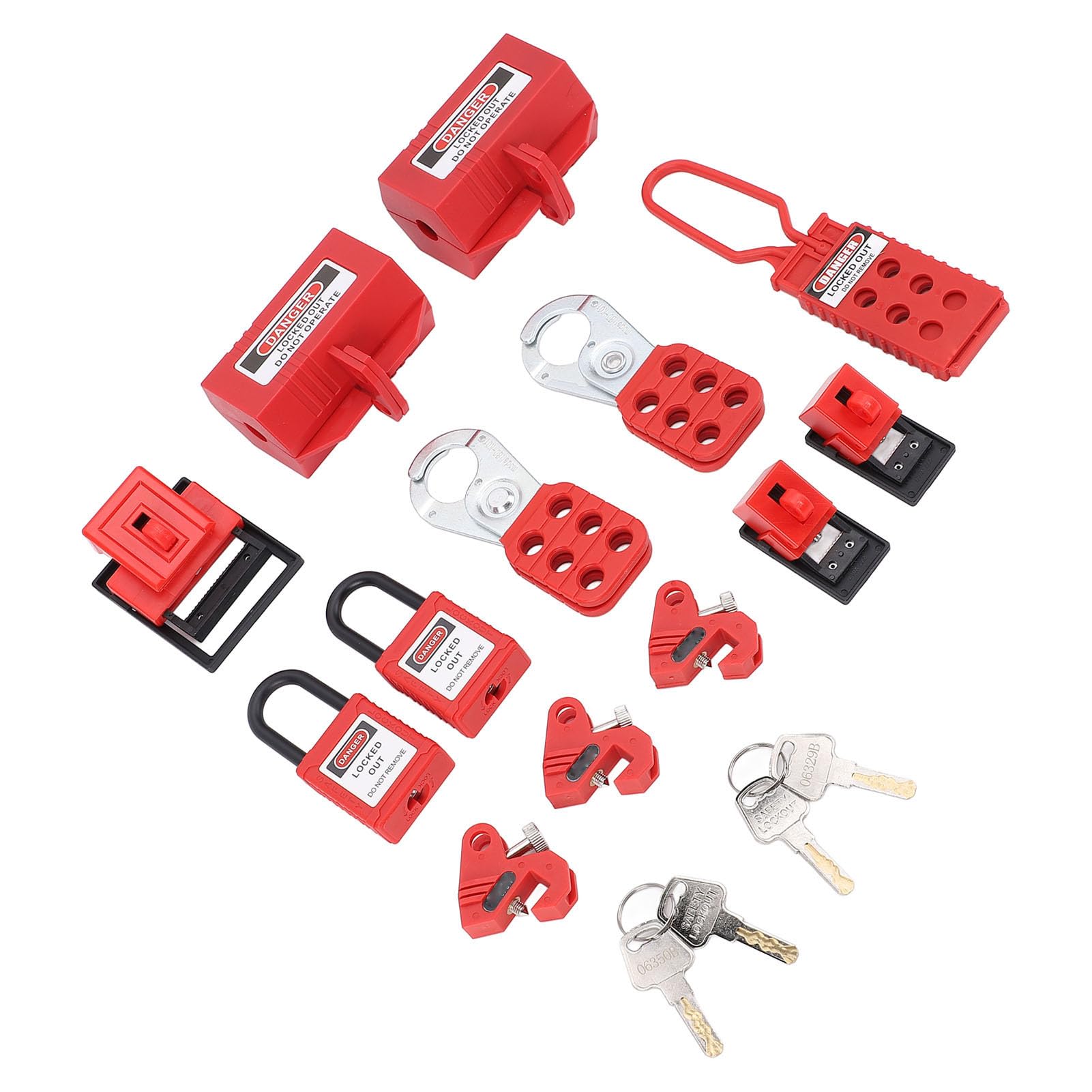 Tangxi Kit de Etiquetado y Bloqueo Eléctrico, de Seguridad Duradero para Uso Industrial con 20 Etiquetas y Candados