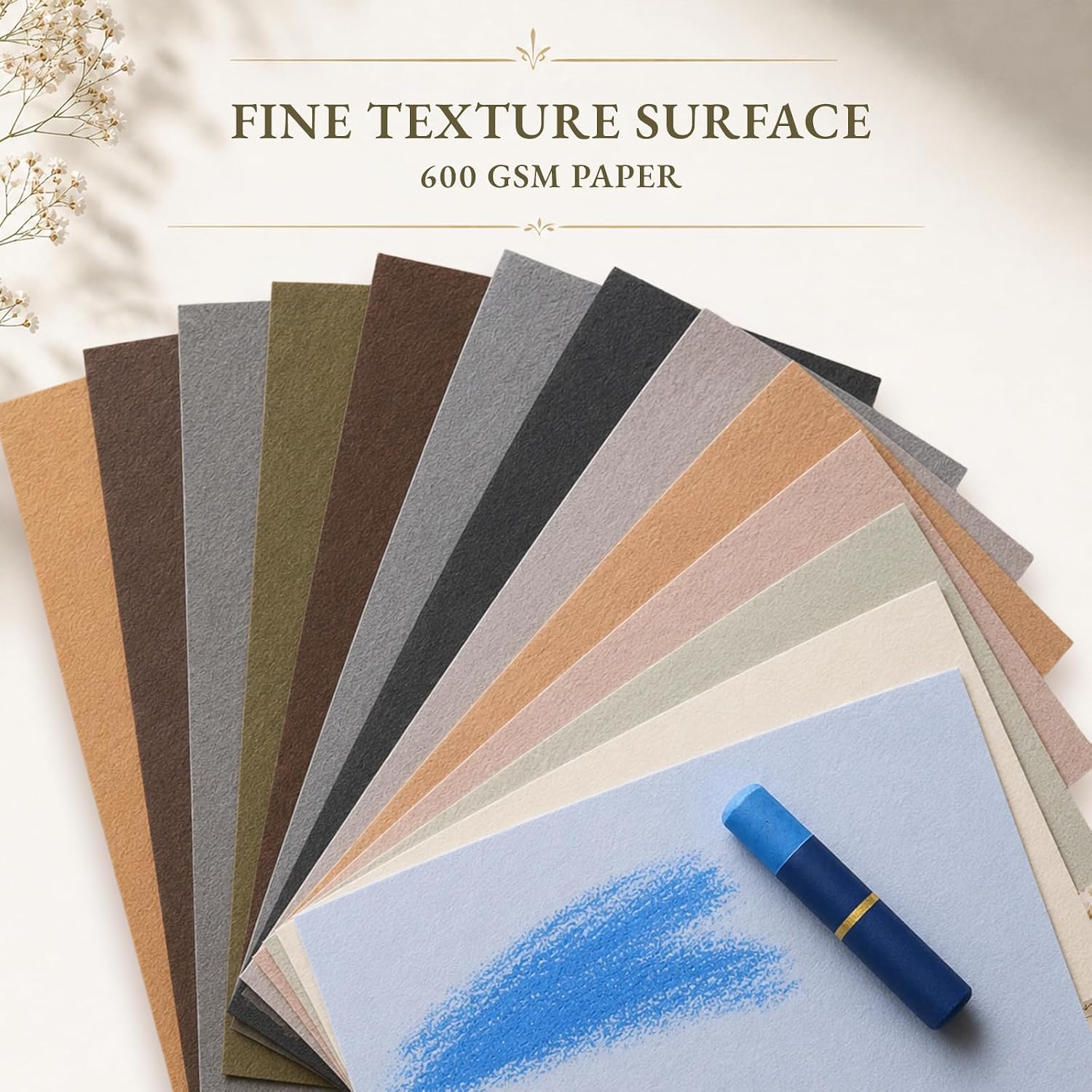 Somime 5x7 Sanded Pastel Paper Pad, 600gsm 12 Sheets of 12 Mixed Colors