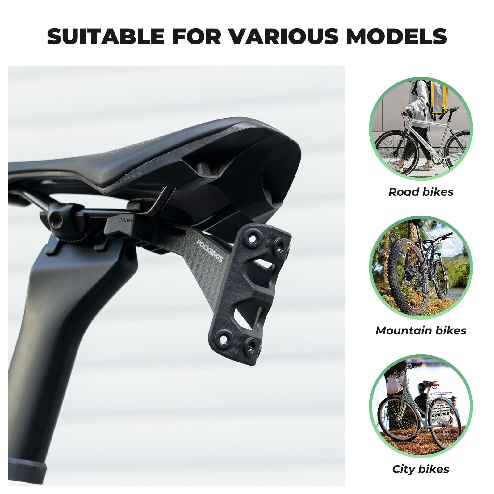 ROCKBROS Support Porte-Bidon pour Tige de Selle, Adaptateur Réglable pour 1 à 2 Bouteilles, Porte-Bidon Vélo Léger et Stable pour Vélo de Route et VTT, Noir