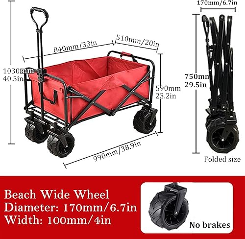 Miniatura 9 de Bgarden Carts,Collapsible Wagon,Sports Outdoor Utility Wagon Folding Garden Wagon Sports Steel Frame Foldable Yard Car Camping Cart with Side