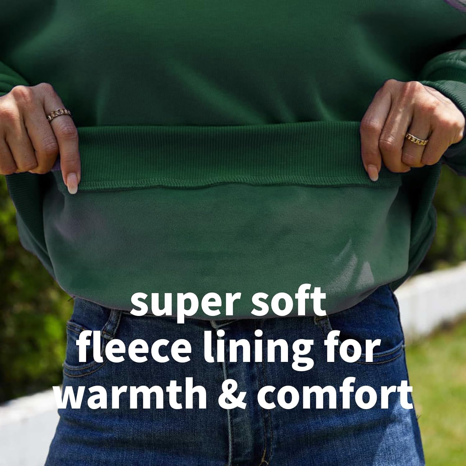 Women's Oversized Crewneck Sweatshirt, Thickened with Fleece, Star Sleeves, Long Sleeve Pullover Top - Image 4