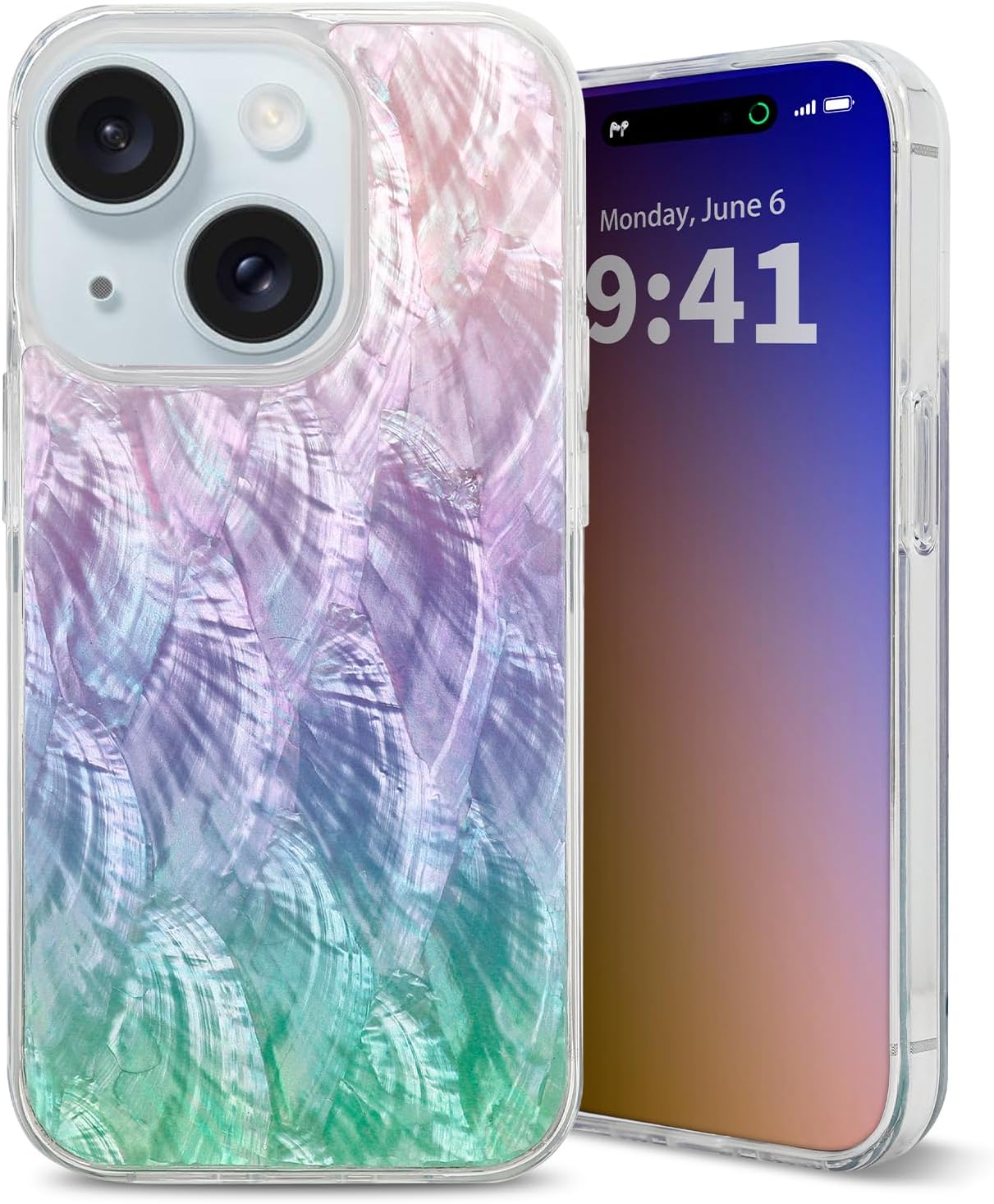 for iPhone 14 Plus Case Made with Unique Genuine Seashell, Durable | Stunning Gorgeous | Drop Protection | Luxury Aesthetic Cover. (Gradient) Gradient iPhone 14 Plus