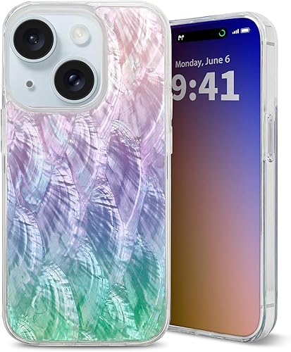Miniatura 12 de Funda para iPhone 15 Pro fabricada con concha marina genuina única, duradera, impresionante hermosa, protección contra caídas, funda estética de