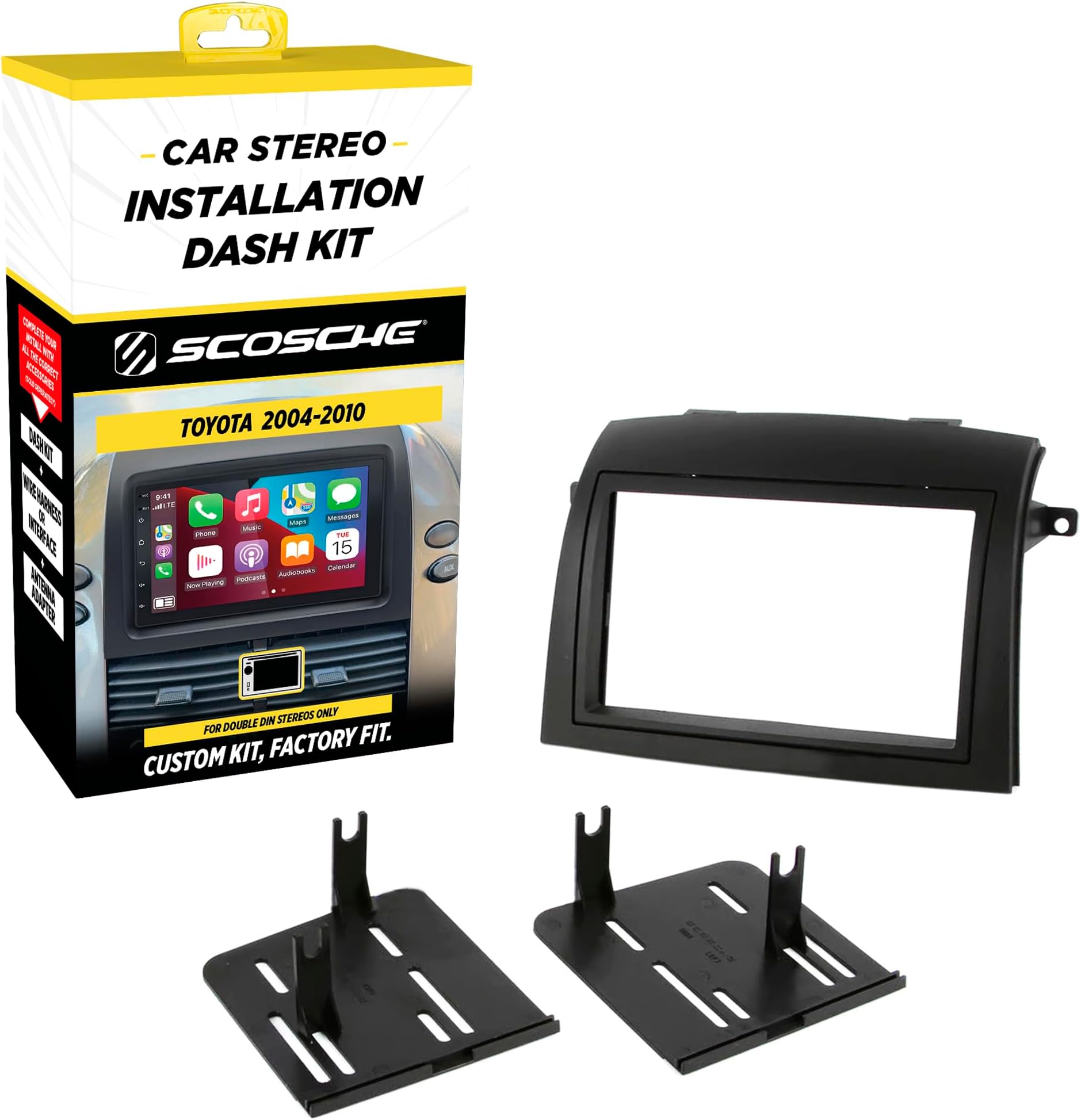 Scosche TA2088B Double DIN Radio Install Dash Kit Compatible with Select 2004-2010 Toyota Sienna Minivan - Aftermarket Car Stereo Installation Kit - Factory Match - See Guide in Images for Vehicle Fit