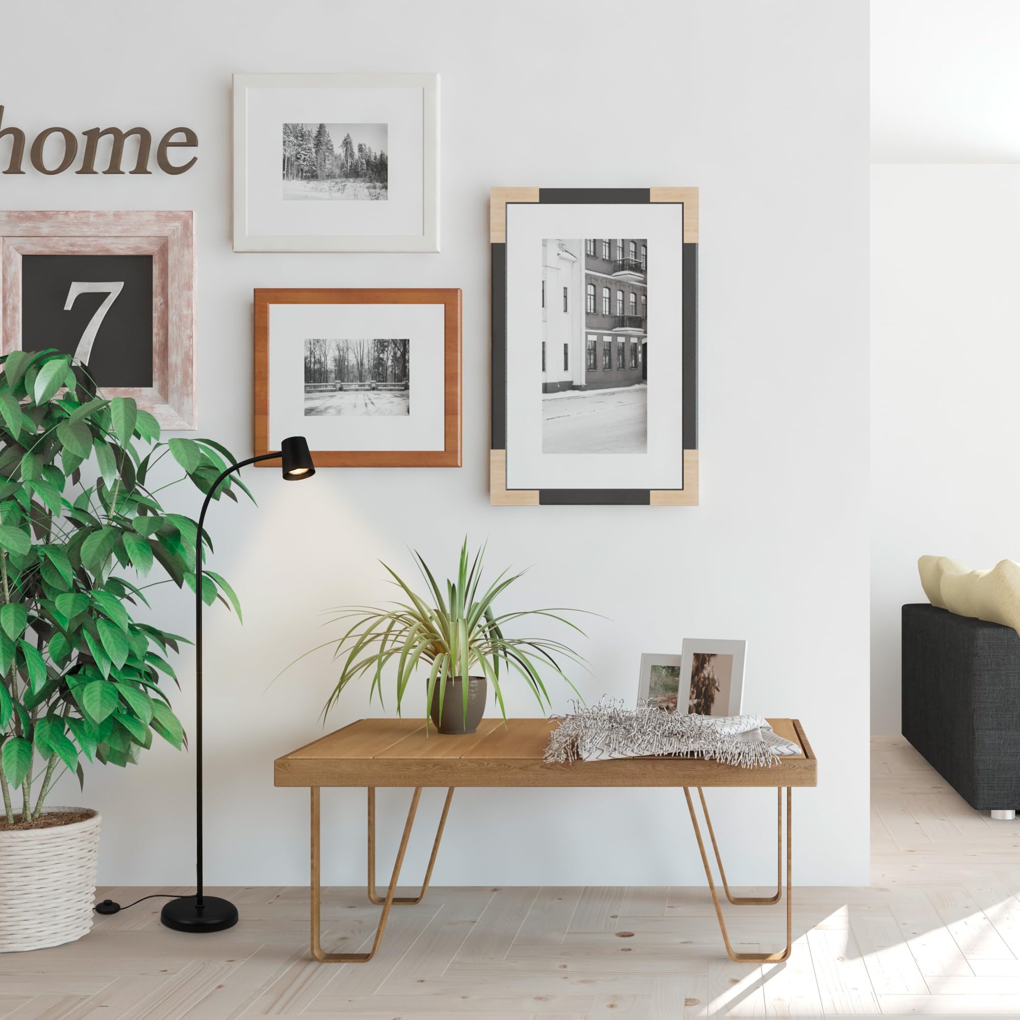BRILONER – Stehlampe als Deko im Wohnzimmer und Leselampe, Schwenkbare Lampe, Wohnzimmerlampe, Fußtaster, Indirekte Beleuchtung, Schwarz