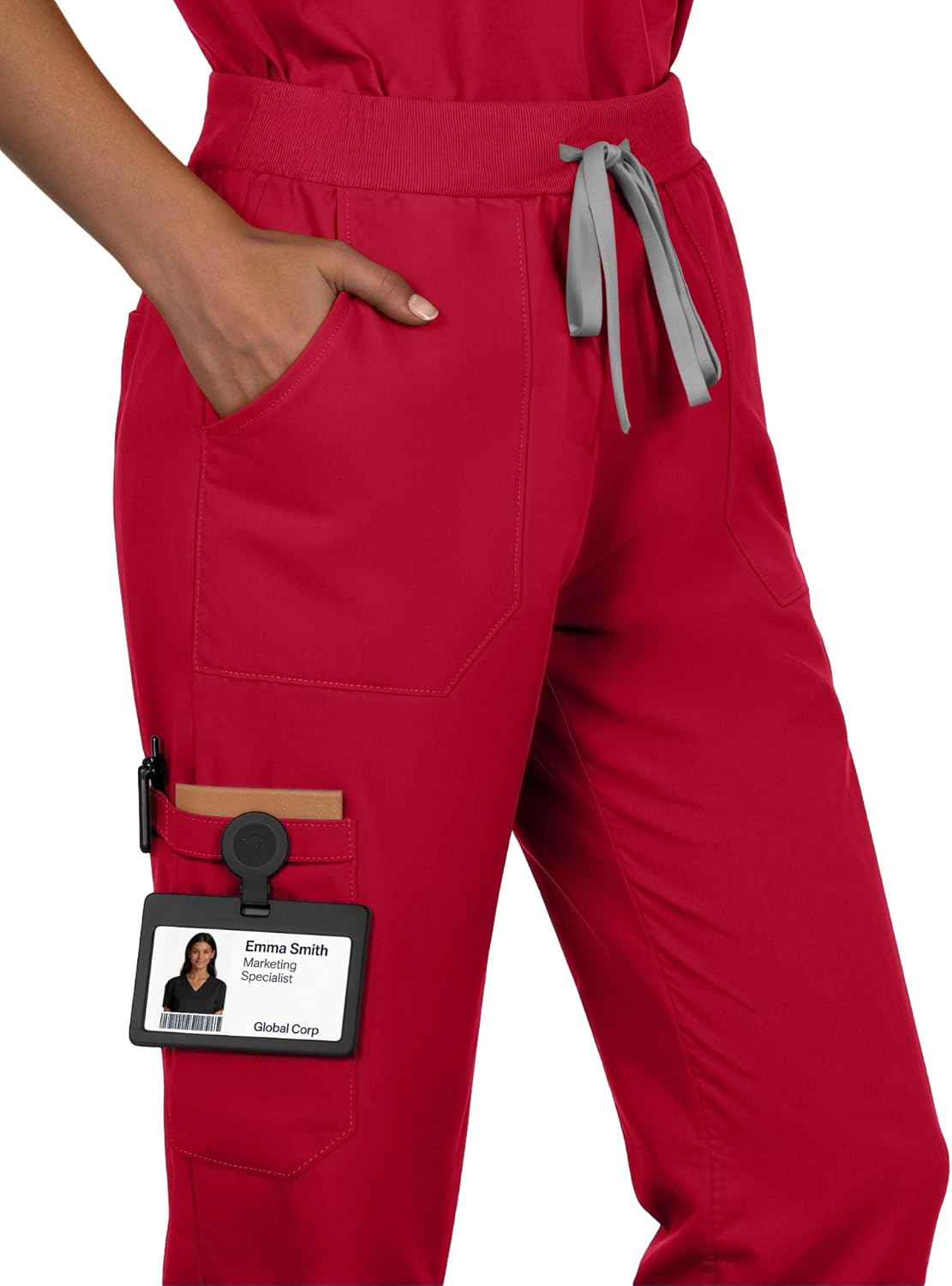 Scrubs Set for Women - Medical Uniform Sets with V-Neck Top & Straight Leg Pants, 9 Pockets, Slim Fit,Utility strap