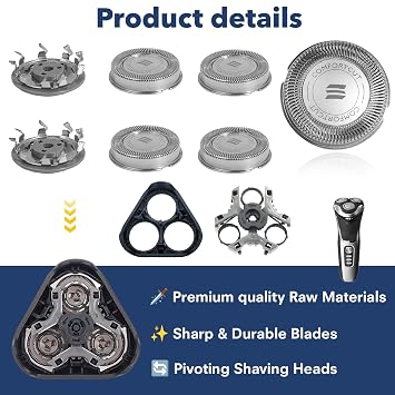 8 PCS SH30/52 Shaving Heads, Compatible with Philips Norelco Shaver Series 1000,2000,3000, S1560 with Durable Sharp Blade, Razor Shaving Heads Blades, for Daily Home and Travel Use