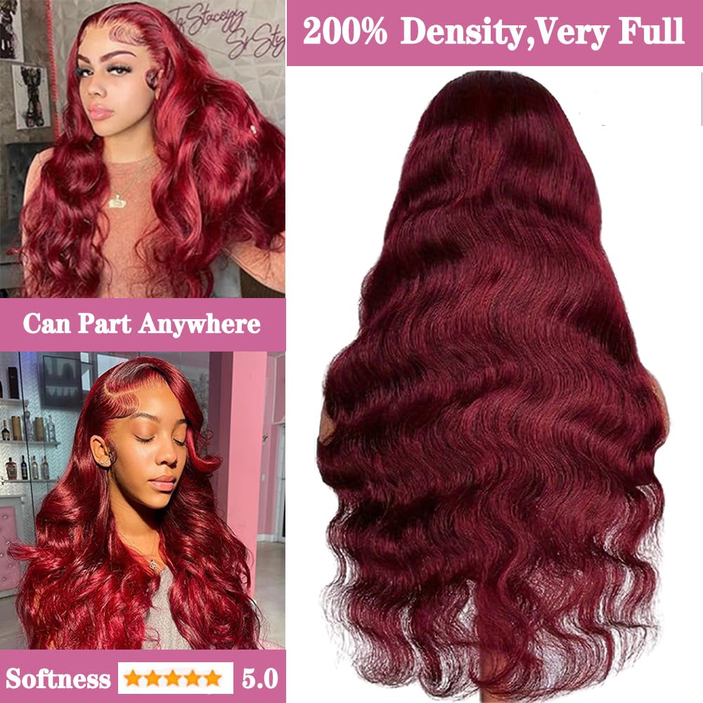 Amazon.com : JTMMP 18 Inch 99J Burgundy Lace Front Wigs  display picture 3