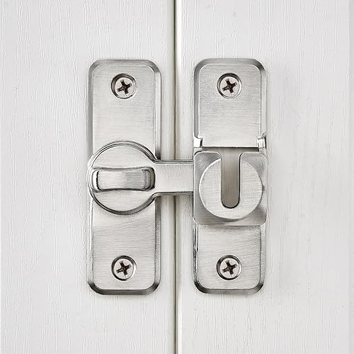 Miniatura 5 de Cerradura de seguridad mejorada plateada  Pestillo de puerta deslizante y oscilante de 90180 grados para graneros, puertas y más