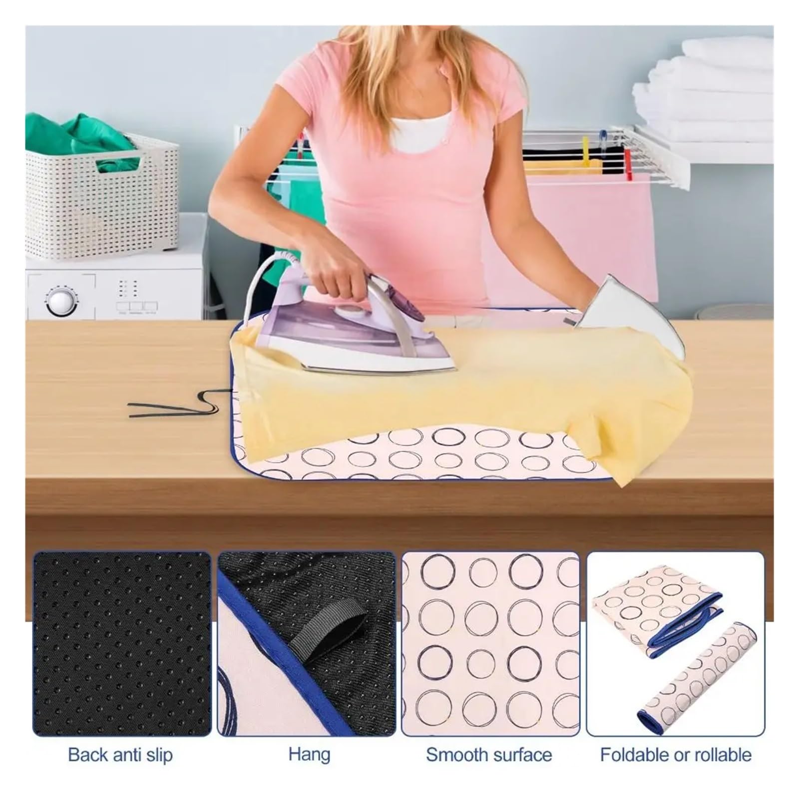 BüGelunterlage FüR Tisch Foldable Ironing Mat Waterproof High Temperature Resistant Heat Press Mat DIY Anti-Scalding Heat-Resistant Protective Mat(L)
