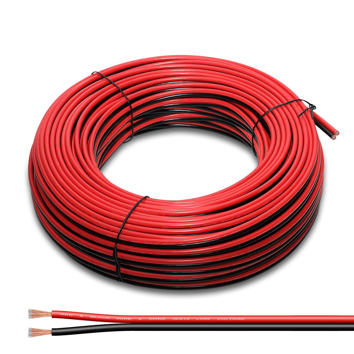 12AWG CCA Wire Cables, 100FT Black and Red 2 Conductor 12V Copper-Clad Aluminium (CCA) Electrical Wire for Automotive, Marine, RV, and DIY Projects, Durable & Flexible Low Voltage Battery Wire โ image 1