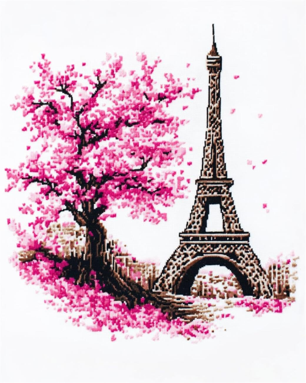 AxiangziK Landscape DIY Rug Making Kit Iron Tower and Flowering Trees DIY Latch Hook Rug Making Kits for Beginners Unfinished Crocheting Tapestry Embroidery Carpet 23x35in