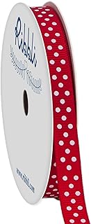 Ribbli Grosgrain Polka Dot Craft Ribbon,3/8 Inch,10-Yard Spool,Red with White Dots,Use for Gift Wrapping,Party Decoration,All Crafting and Sewing