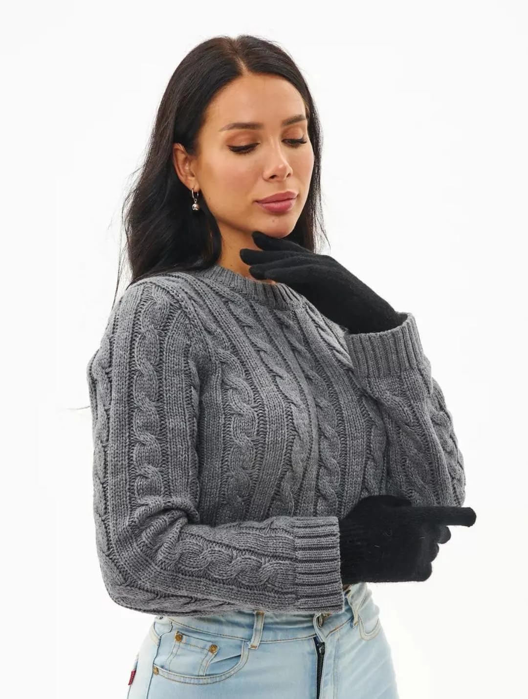 100% Organic Wool Gloves, Winter Long Gloves for Women, Touchscreen Wool Glove for Cold Weather - Image 5