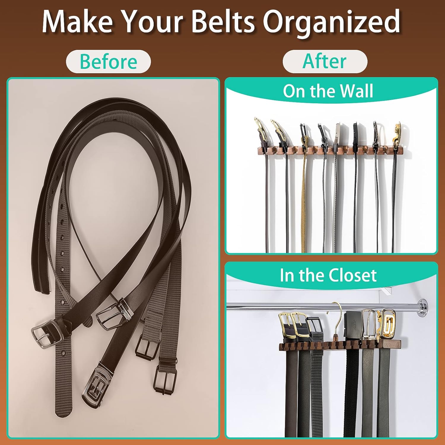 Wooden Belt Rack for Closet Wall Mount, Sturdy Belt Nepal Ubuy