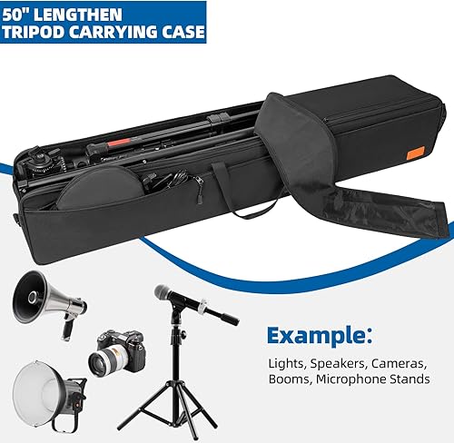 Miniatura 3 de TORIBIO Funda de transporte para trípode de 50 pulgadas, bolsa de transporte para trípode multifuncional y resistente, con correa para el hombro