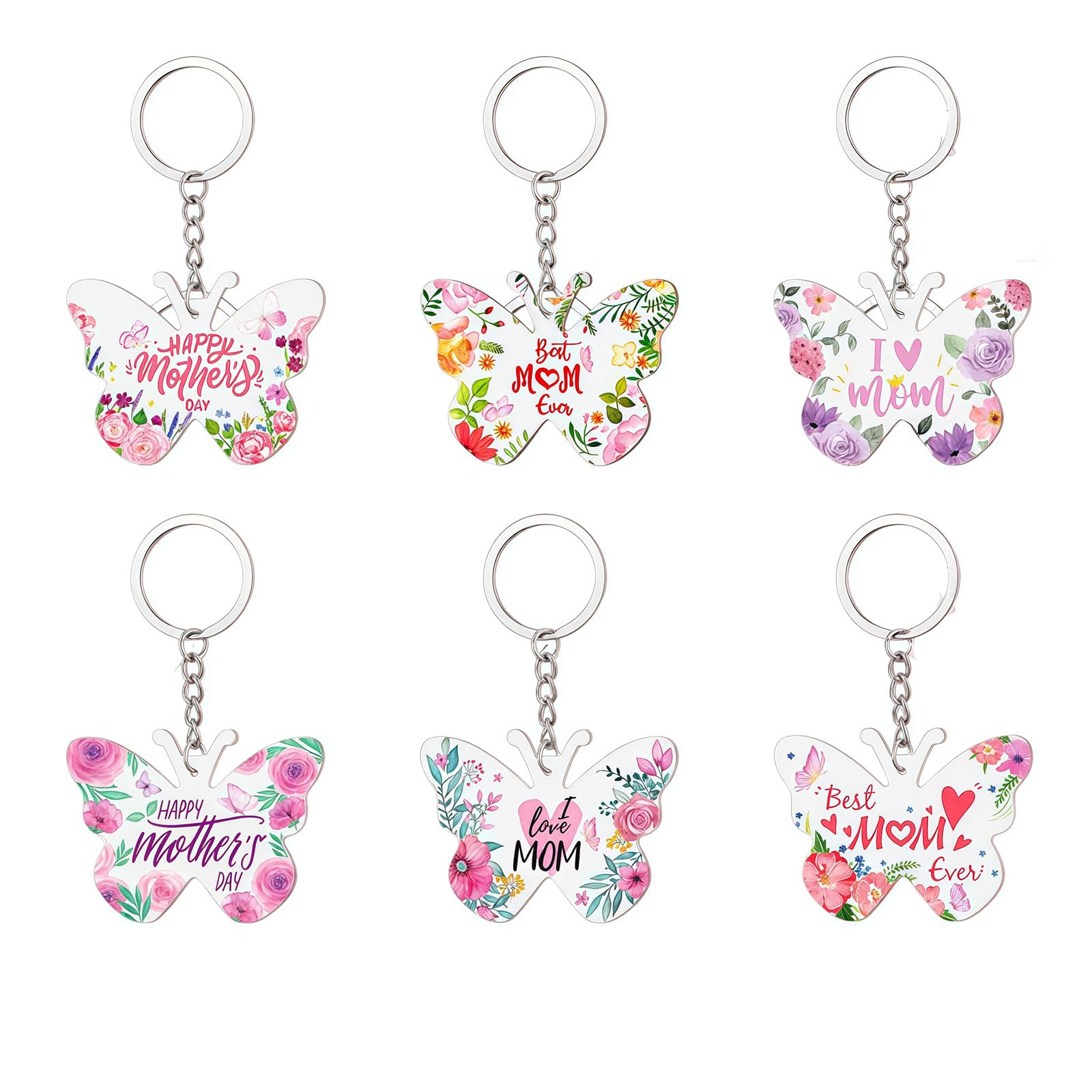 24 llaveros para el día de la madre, llaveros acrílicos de mariposa floral para mamá de hija e hijo, regalos a granel, regalos de fiesta del día de la madre para mujeres, iglesia y