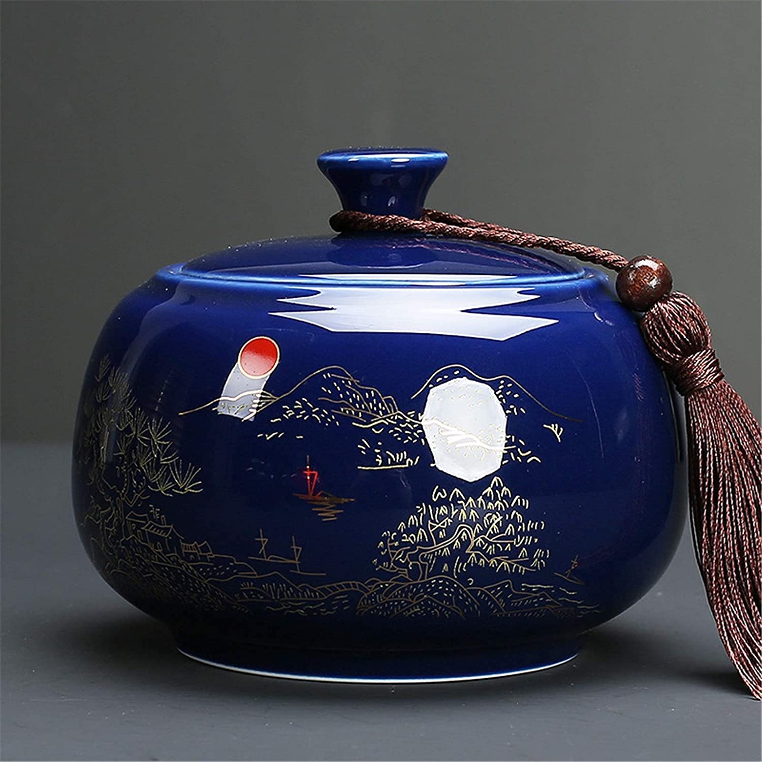 SBZIOJHDR ceramic tea jar, Ceramic Tea Jar,Jars Containers,Kitchen Food Storage Canister,Retro Chinese Style Caddy Large for