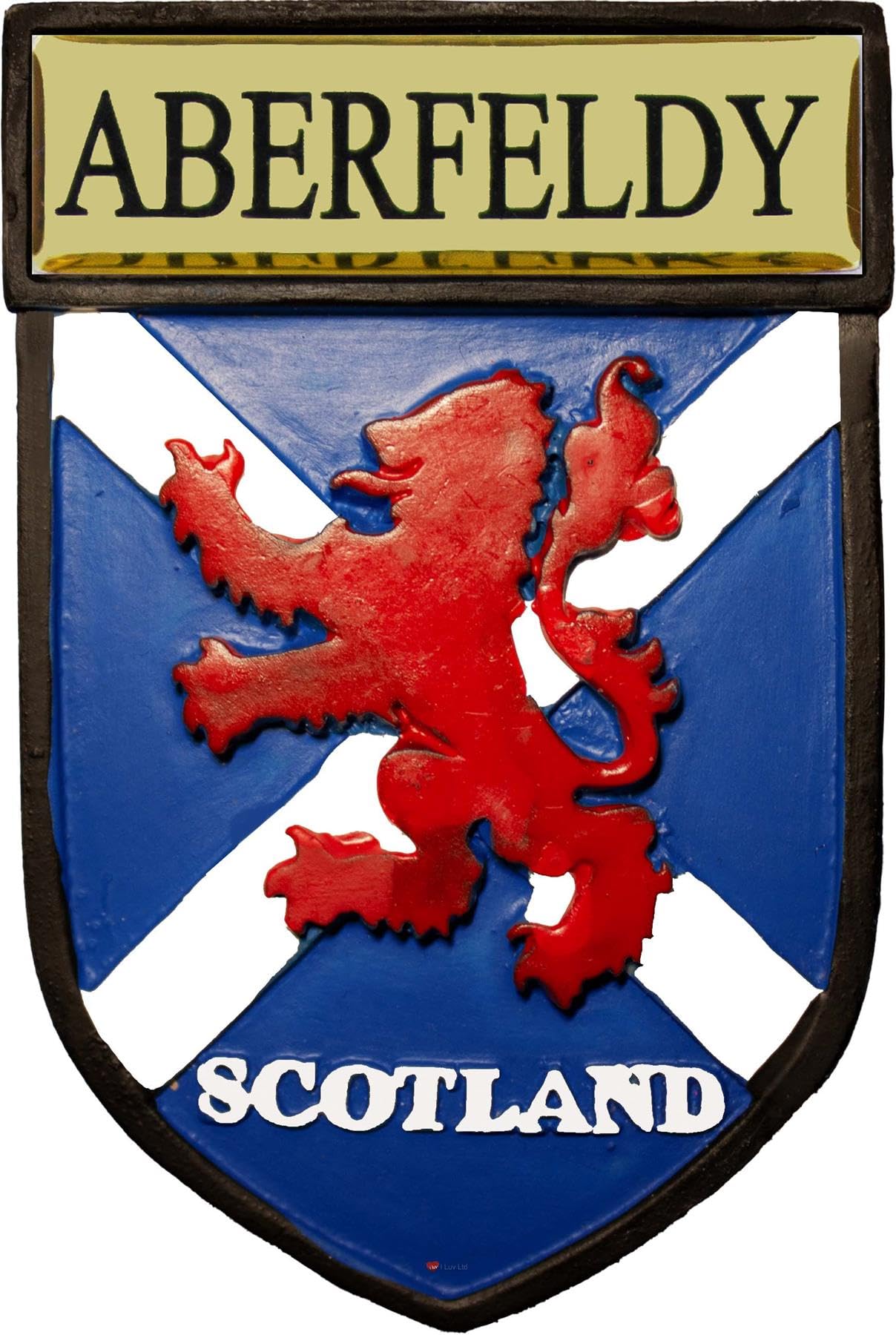 I Luv Ltd Aberfeldy Fridge Magnet, Scotland Saltire Flag Design, Resin Magnet With Lion Rampant On Shield, Scottish Gifts