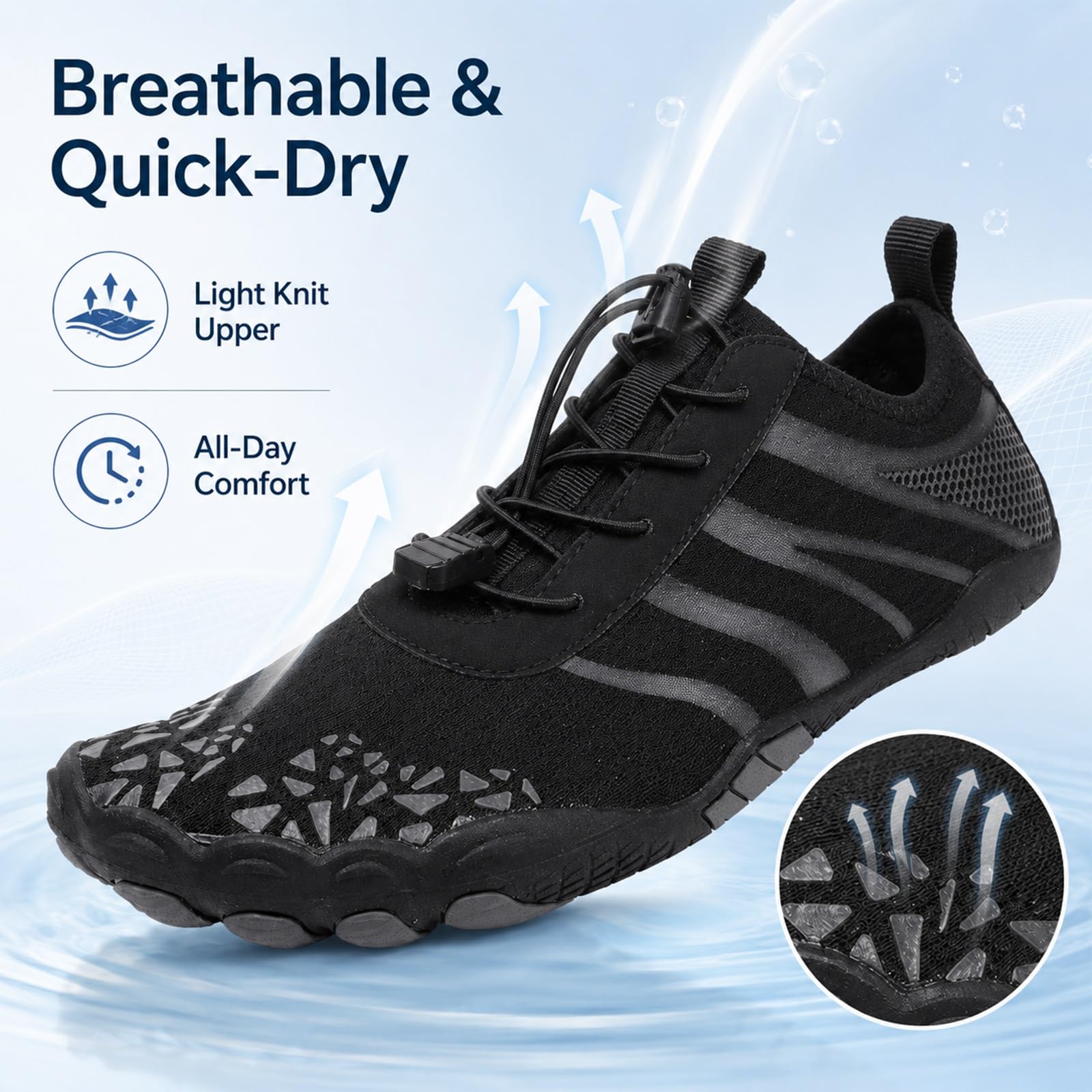 Erdungsschuhe Mit Kupfer Für Damen Herren, Leichte Barfuß Wasserschuhe, Schnell Trocknendes Atmungsaktives Mesh, rutschfeste Flexible Aquaschuhe Für Strand Und Spaziergänge