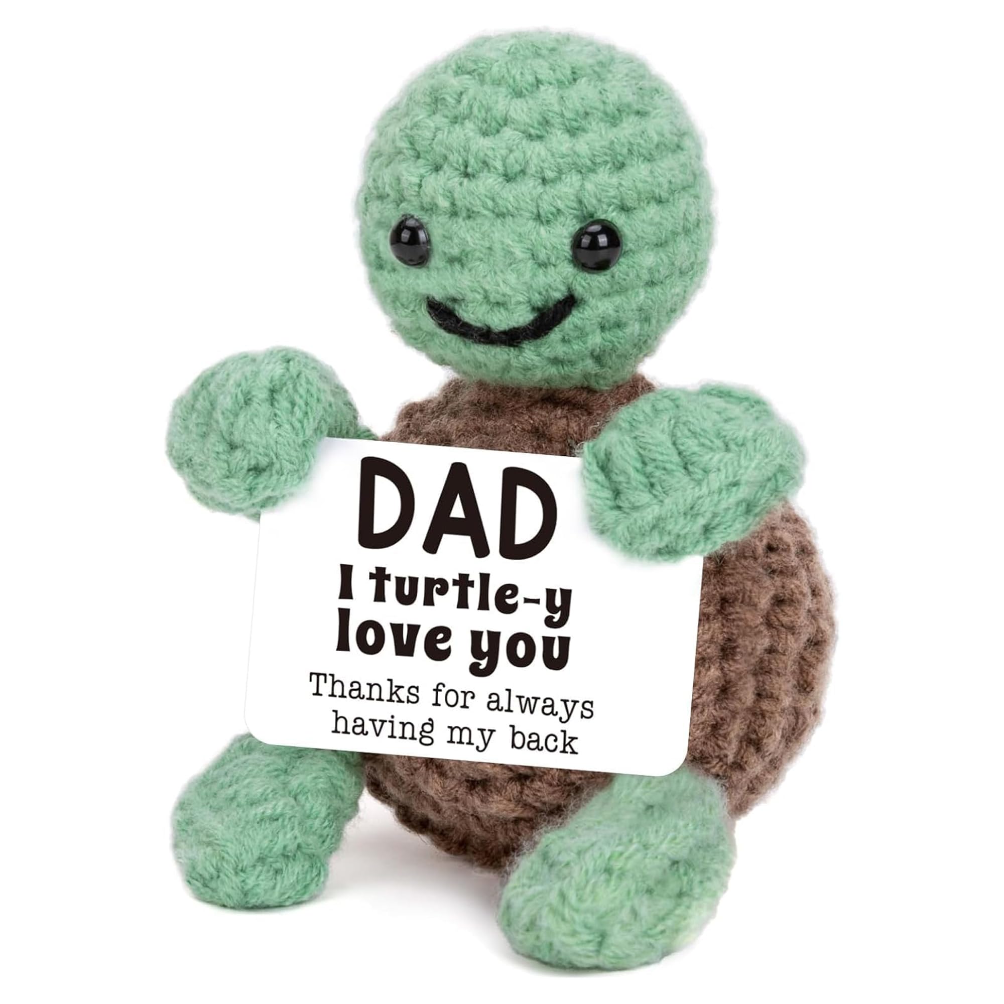 Velenti Green Funny Turtle From Daughter Son Wife, Birthday Gifts For Dad Presents, Handmade Emotional Positive Crochet Turtle