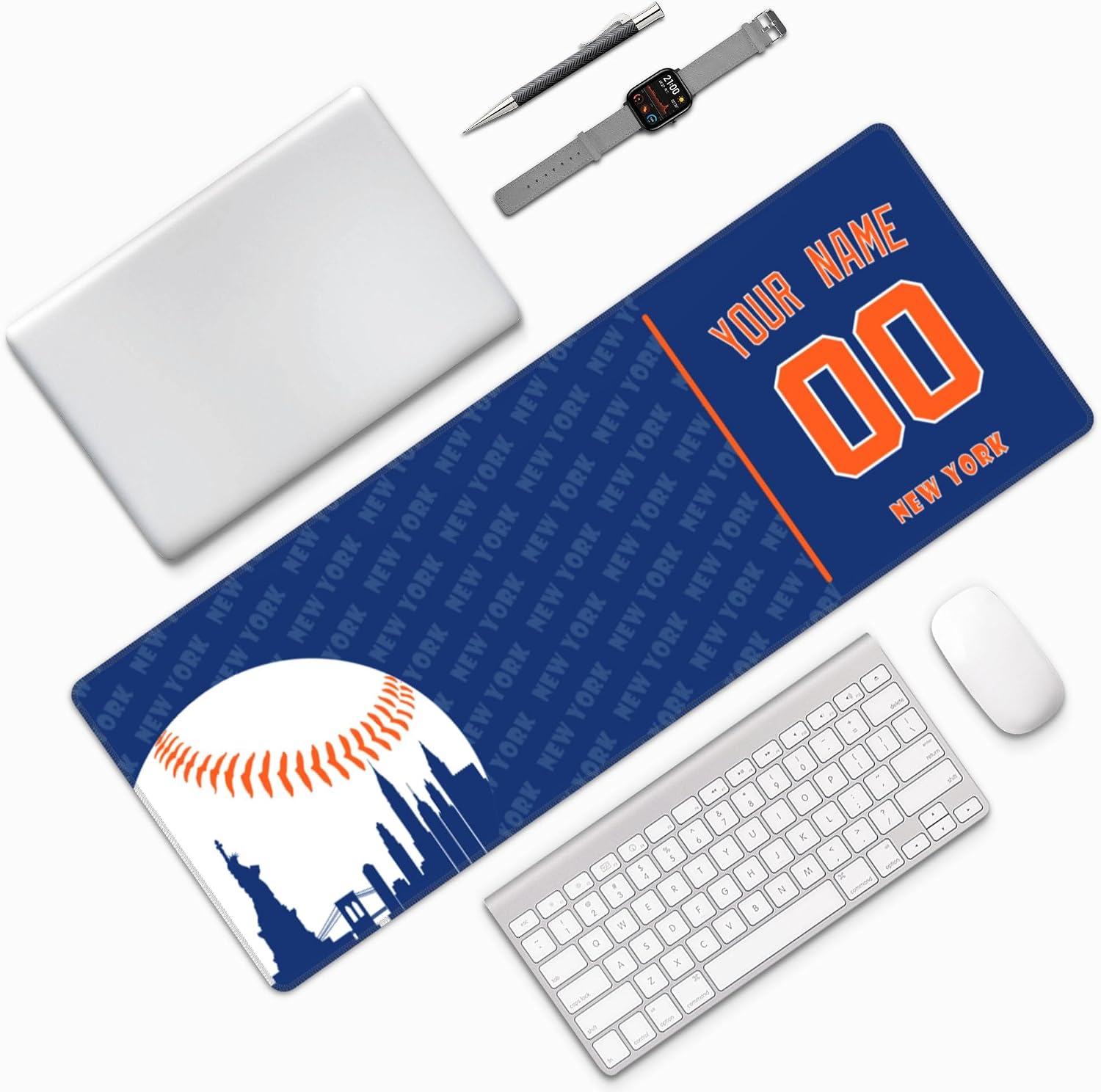 New York Mouse Pad Custom Any Name Any Number Waterproof, Non-Slip Rubber Base Large Gaming Mouse Pad Desk Pad