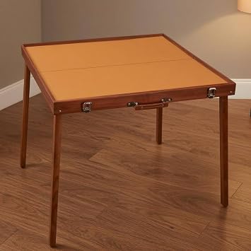 Ronyme Portable Game Surface Mahjong Table Folding Tabletop Wooden Board Rectangular Desk With Carry Handle and Metal Latch for Patio Games backyard leisure outdoor gatherings