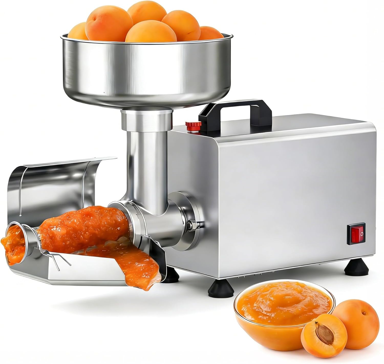 450W Commercial food milling press, Electric strawberry jam maker, 8.5in Large Funnel, 330 Lbs/H, 304 Stainless Steel, For Ketchup, Strawberry Jam,Blueberry Jam
