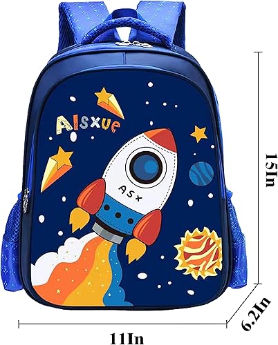 Miniatura 2 de LYOUMEIT Lindo juego de mochilas para niñas, mochila escolar ligera para niños, mochila escolar con bolsa de almuerzo, 17 pulgadas, Cohetes A1, Moda