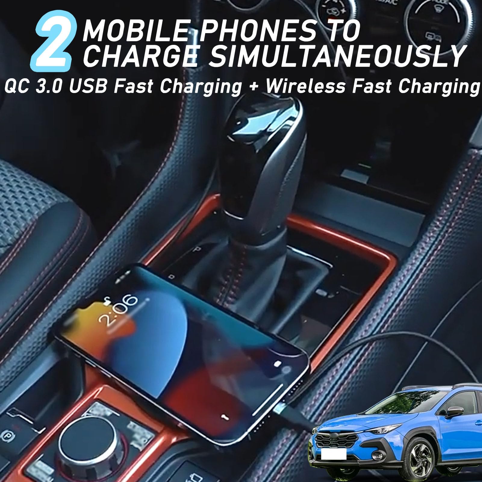 Caricabatterie Wireless per Auto per su-baru Forester Impreza Tutti i Modelli Accessorio con Ricarica Rapida Wireless da 10 W, Regalo per la Famiglia