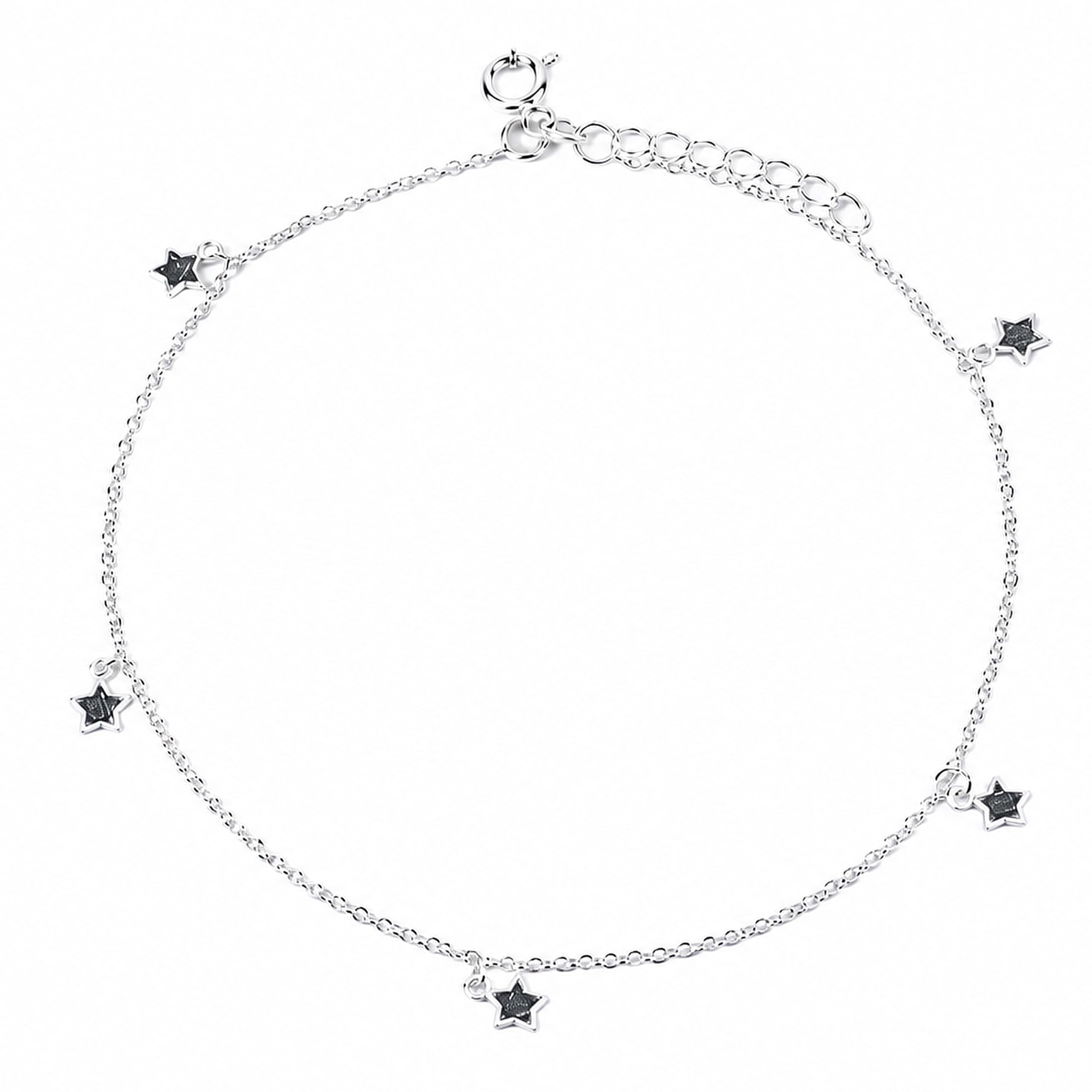SWANYA Sterling Silver 925 Star Anklet for Women | Adjustable Lightweight Payal | Premium Gift for Girls, Wife & Sister (Pack of 1)