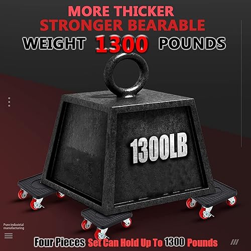 Miniatura 4 de Carretilla de muebles mudanza de muebles con ruedas juego de elevador de muebles ruedas de rotación de 360 con freno carga máxima de 1300 libras