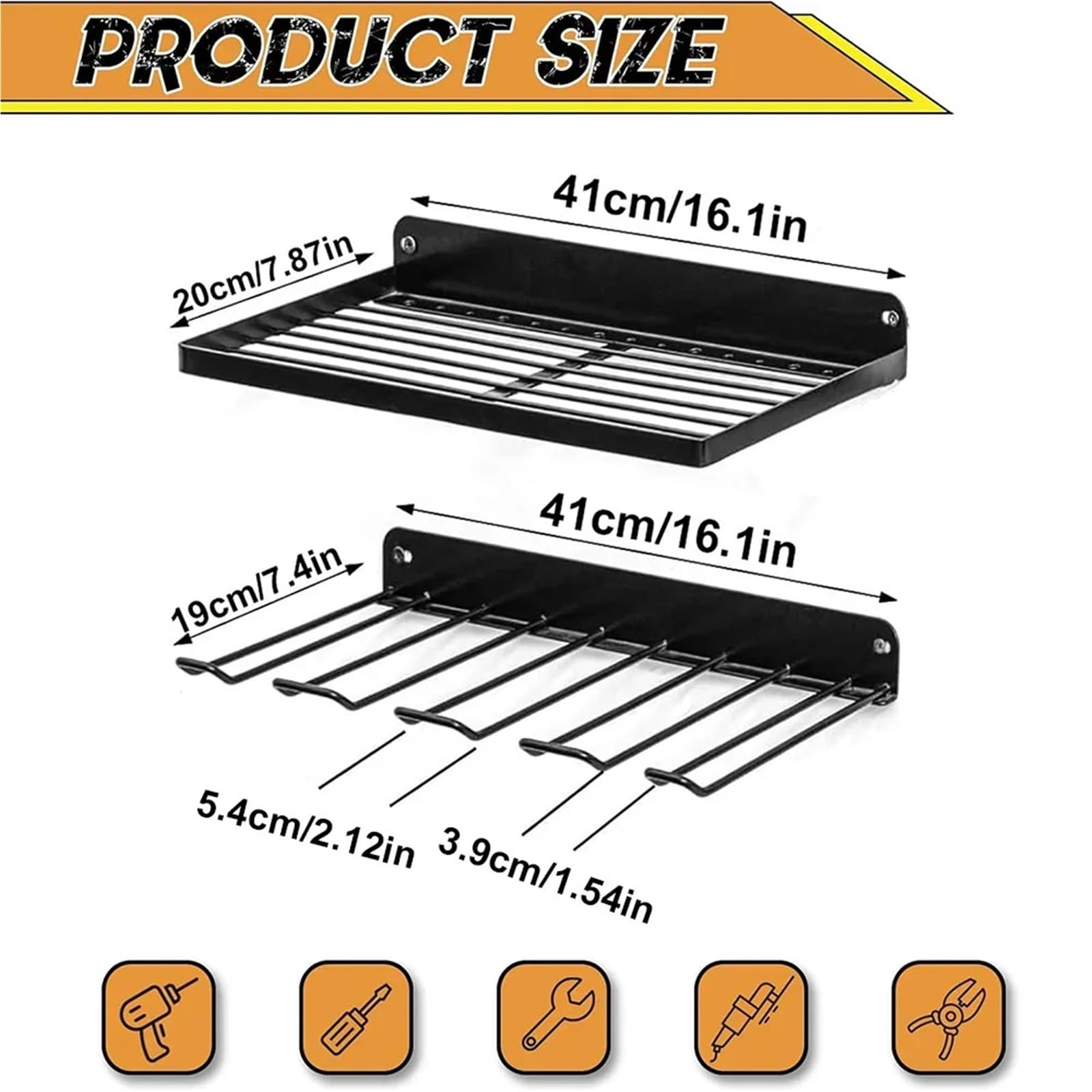 Estante De Almacenamiento Soporte de pared para herramientas eléctricas, tablero perforado resistente, juego de herramientas de almacenamiento para pared(Type B)