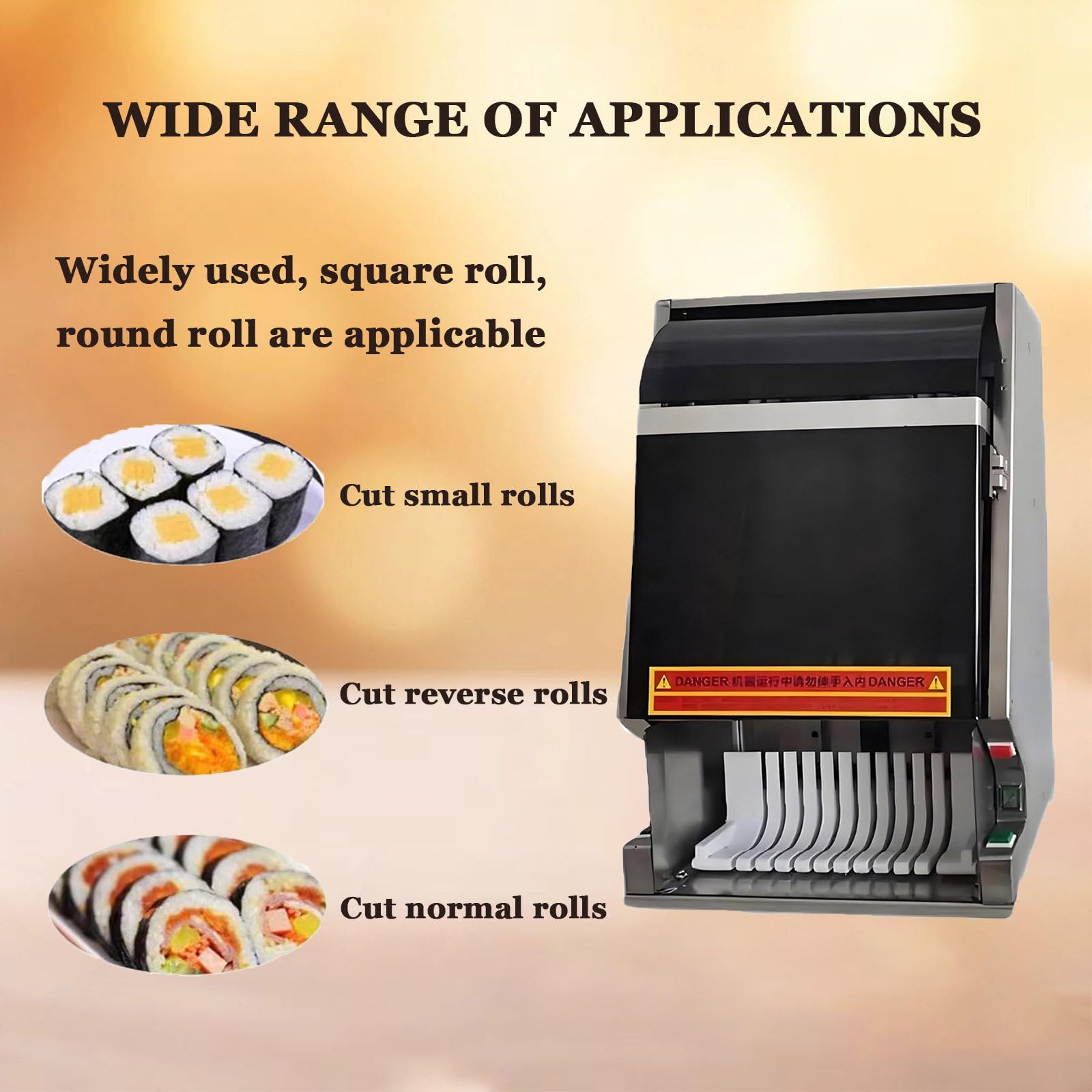 Automatische Sushi-Rollenschneidemaschine Desktop-Multifunktions-Sushi-Rollenschneider 55 W elektrischer Sushi-Maker abnehmbare Klinge für Restaurantküche Snackbar 8pieces