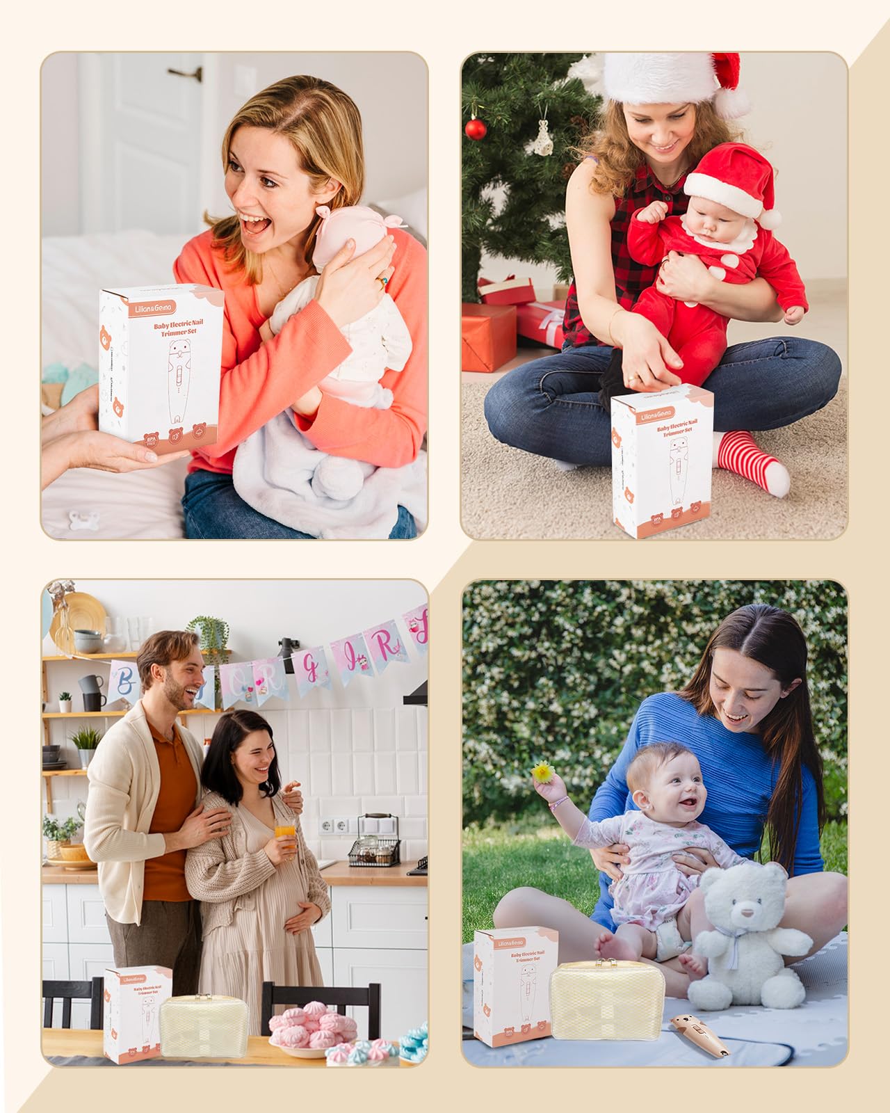 Lilian&Gema Baby Nagelfeile Elektrisch, Elektrische Nagelfeile mit 9 Schleifkopf, 28 in 1 Baby Nagelset mit LED Licht, Nagelpflegeset Elektrisch für Babys, Kleinkind, Erwachsene, USB Laden, Braun