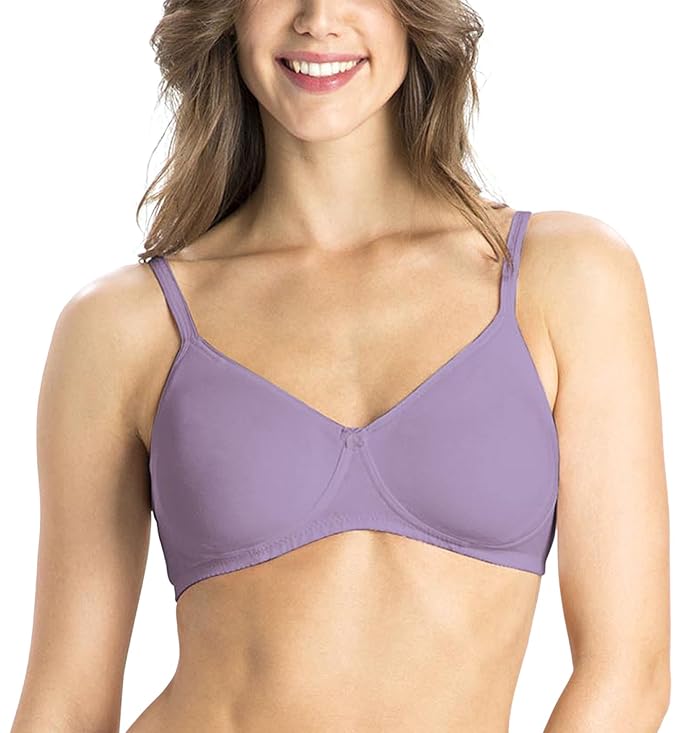Jockey 1722 Women’s Wirefree Non Padded Super Combed Cotton Elastane Stretch Medium Coverage Everyday Bra with Concealed Shaper Panel and Adjustable Straps – English Lavender